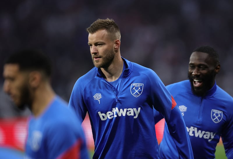 West Ham United's Andriy Yarmolenko during the warm up before the match against Lyon in the Europa League quarter-final at Goupama Stadium, Lyon, on April 14, 2022. PA