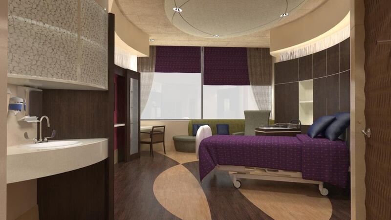 One of the patient rooms in the new Danat Al Emarat Women and Children’s Hospital. Courtesy Danat Al Emarat Women and Children’s Hospital.