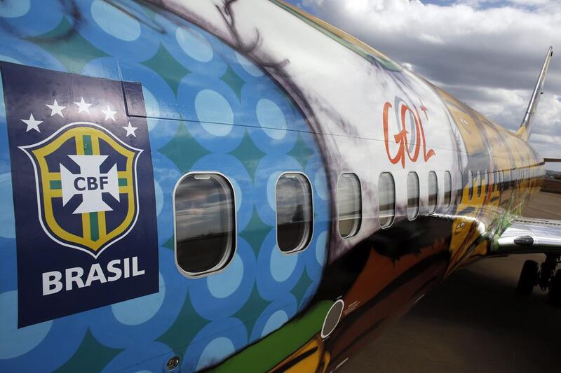 A long view of the Boeing 737 airplane the Brazilian national football team will travel on during the 2014 World Cup. Nacho Doce / Reuters / May 27, 2014