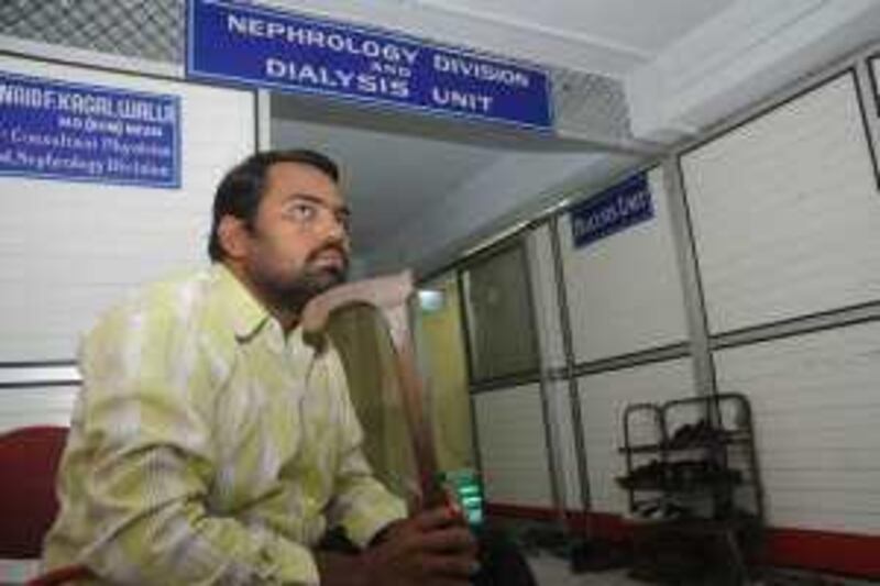 July 16, 2009: Aqeel Ahmad, a Bhopal gas victim undergoes dialysis thrice a week at a private owned Peoples Hospital in Bhopal. Aqeel was denied dialysis by BMHRC which was started to provide free medical facilities to citims.
