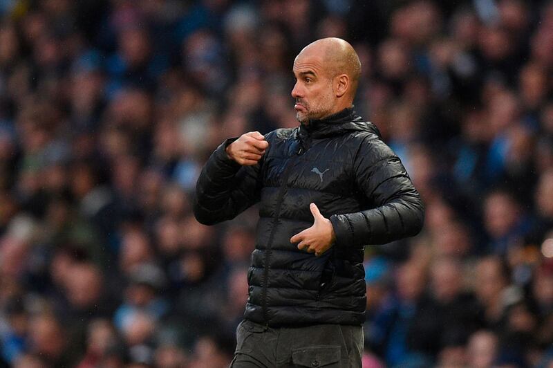 Manchester City manager Pep Guardiola during the match against Southampton at the Etihad Stadium in Manchester. AFP
