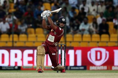 ABU DHABI , UNITED ARAB EMIRATES , Nov 19 – 2019 :- Nicholas Pooran of Northern Warriors playing a shot during the Abu Dhabi T10 Cricket match between Delhi Bulls vs Northern Warriors at Sheikh Zayed Cricket Stadium in Abu Dhabi. ( Pawan Singh / The National ) For Sports. Story by Paul