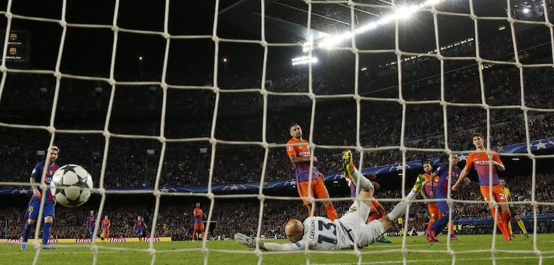 Barcelona’s Neymar scores their fourth goal. Albert Gea / Reuters