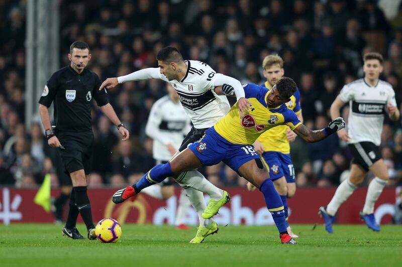 Mitrovic gets stuck in against Southampton. Getty Images