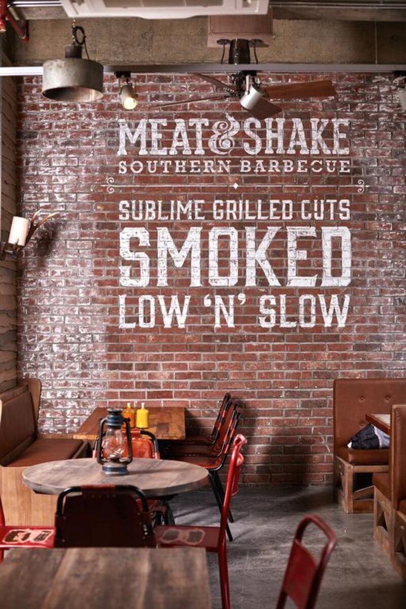 Meat and Shake restaurants offer classic smokehouse menus promising the flavours of the American south in surburban London. Inside the Watford branch located in the Intu Shopping Centre. Courtesy Faraz Ahmad