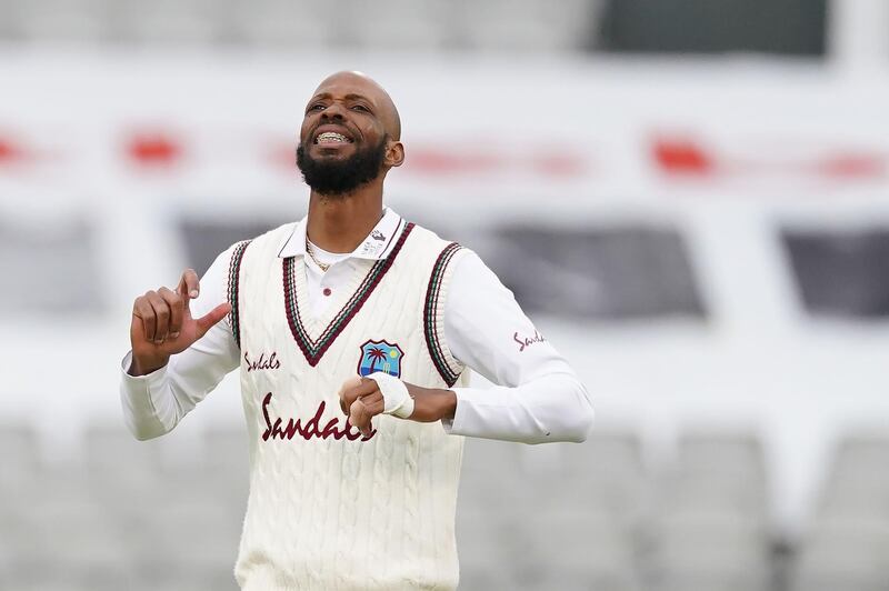 West Indies bowler Roston Chase shows his frustration. AFP