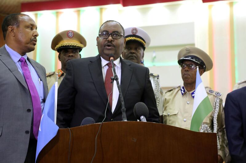 Said Abdullahi Deni speaks after winning the presidential election in semi-autonomous region of Puntland, in Garowe, Puntland state, northeastern Somalia, January 8, 2019. REUTERS/Abdiqani Hassan