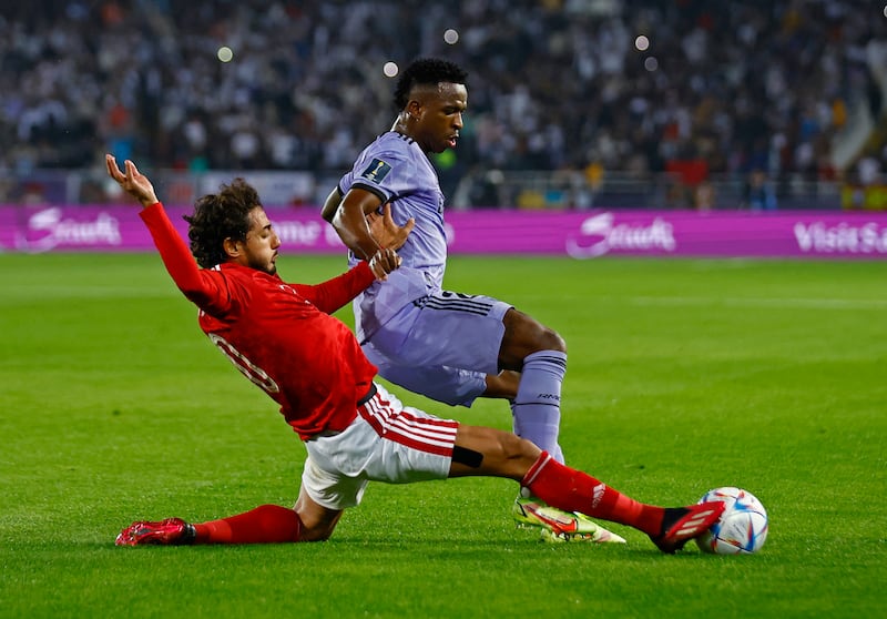 Al Ahly's Mohamed Hany in action with Real Madrid's Vinicius Junior. Reuters