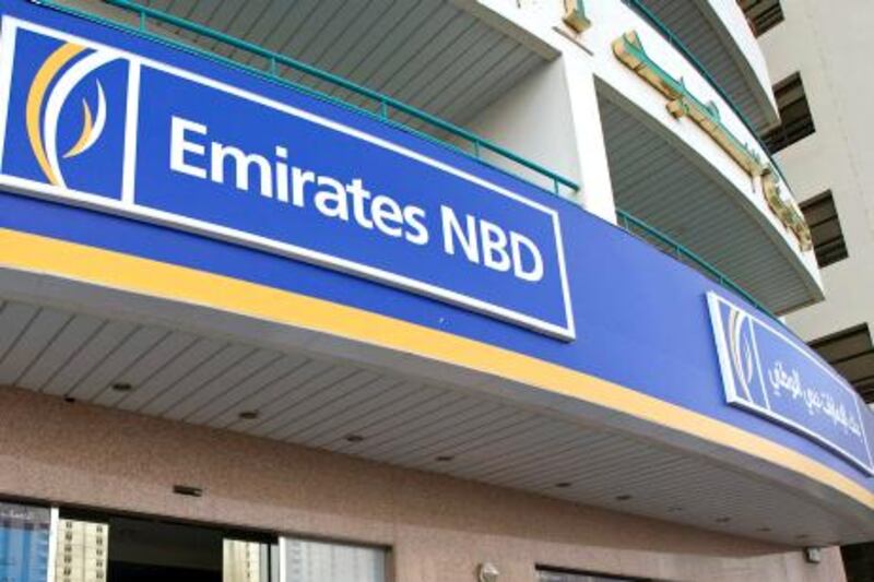 Dubai - April 12, 2010 - A man enters this branch of Emirates NBD bank on Sheikh Zayed Road in Dubai April 12, 2010.  STOCK (Photo by Jeff Topping/The National) 
 