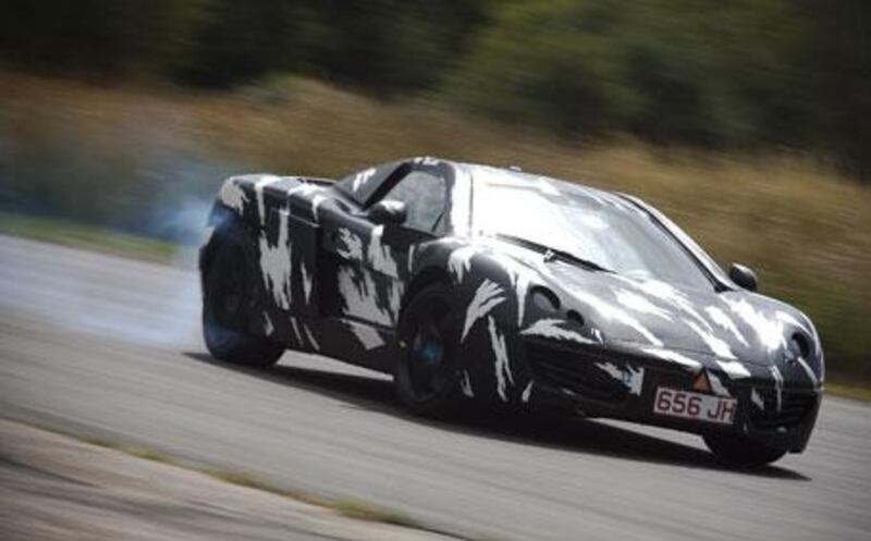McLaren's new MP4-12C in action on the Dunsfold track in the UK.