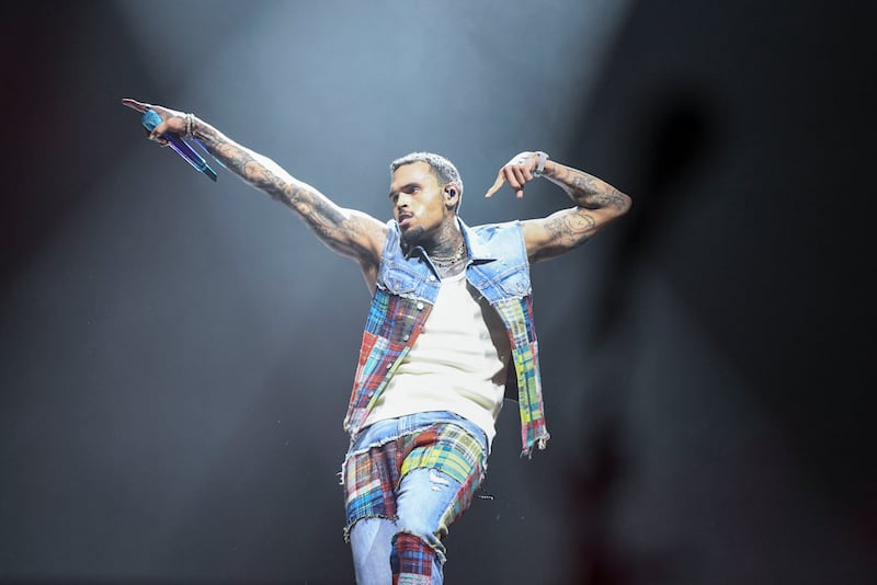 Chris Brown performs during F1 weekend at Etihad Park, Yas Island, in Abu Dhabi