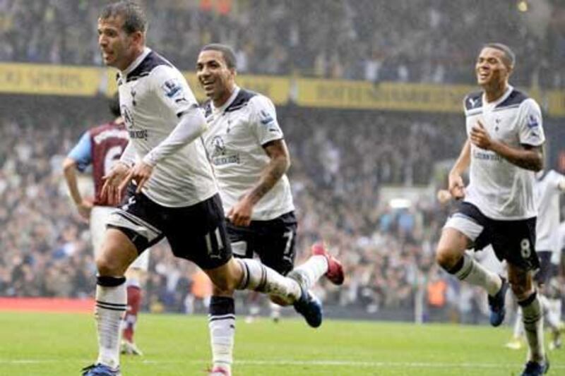 A double from Rafael van der Vaart, left, against Aston Villa took the Dutch midfielder’s goal tally to four in six games for Tottenham.