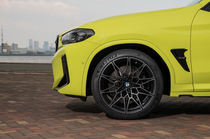 The 21-inch Michelin Pilot Sport 4S tyres are supported by BMW's Adaptive M Suspension.
