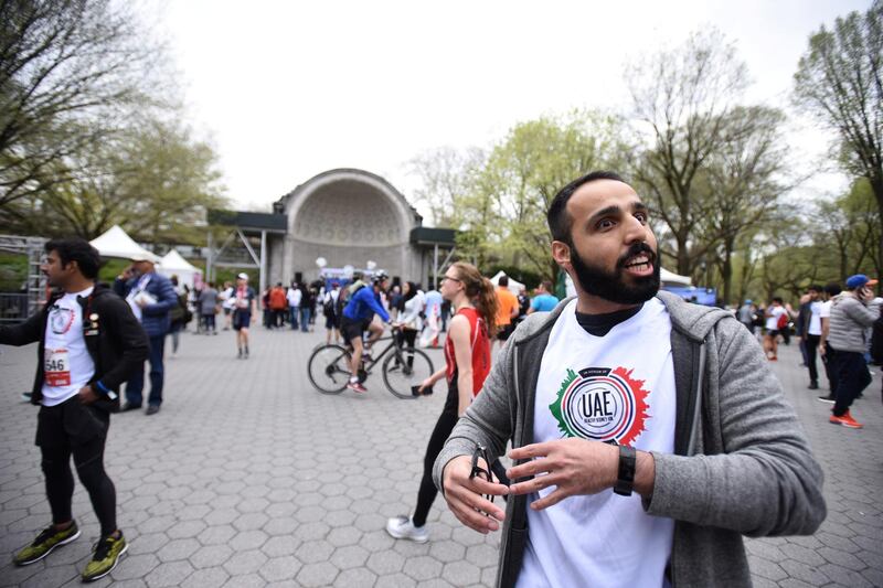 MANHATTAN, NEW YORK, APRIL 29, 2018 People are seen participating in the 2018 UAE Healthy Kidney 10K Run in Central Park in  Manhattan, NY.  Student Ahmed Al Marzooqi speaks about the UAE. 4/29/2018 Photo by ©Jennifer S. Altman All Rights Reserved
