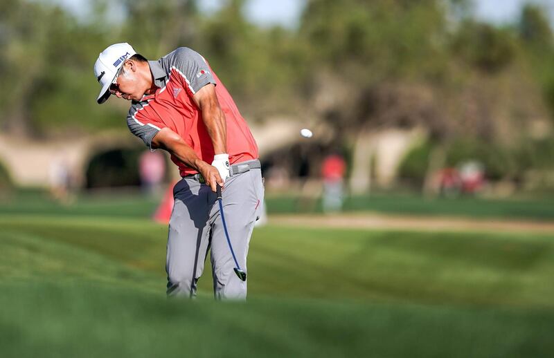 Abu Dhabi, United Arab Emirates, January 18, 2020.  2020 Abu Dhabi HSBC Championship.  Round 3.
 Kurt Kitayama on the seventeenth hole.
Victor Besa / The National
Section:  SP
Reporter:  Paul Radley and John McAuley