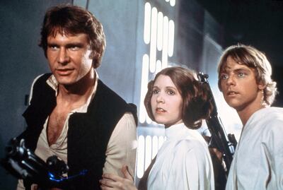 Harrison Ford, Carrie Fisher and Mark Hamill in 'Star Wars'. Courtesy 20th Century-Fox Film Corporation / AP