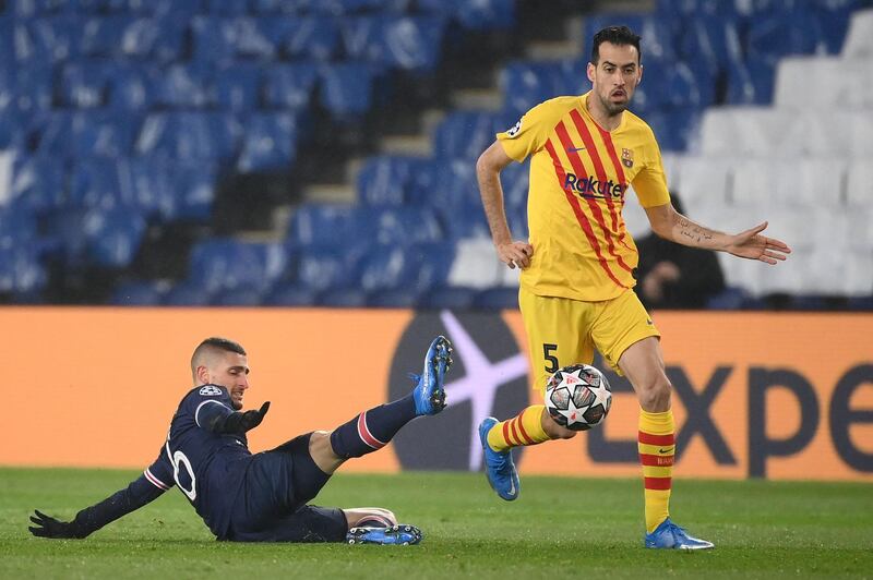 Centre midfield: Sergio Busquets (Barcelona) - It has been a while since Busquets reminded why he was once the most admired holding midfielder in the game. Mobile, commanding and even close to scoring a rare goal against PSG, he rolled back the years. AFP