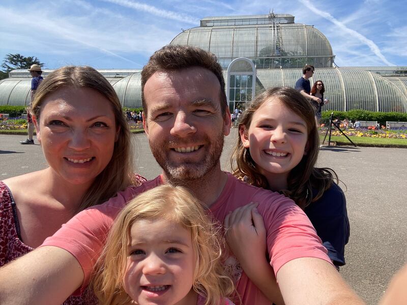 Gillian Duncan with her husband Chris and daughters Molly and Daisy in London's Kew Gardens. Photo: Gillian Duncan