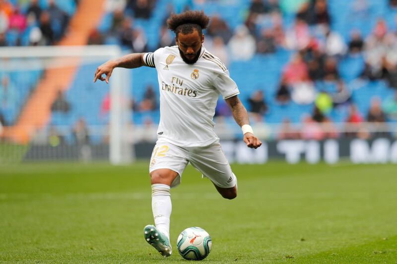 Real Madrid's Marcelo controls the ball. AP Photo