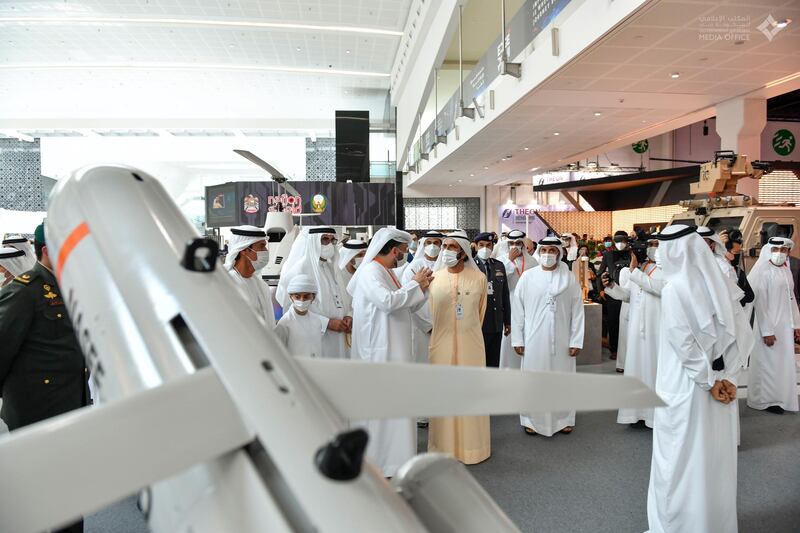 Sheikh Mohammed bin Rashid, Vice President and Ruler of Dubai, visits Idex on Thursday. Courtesy: Dubai Media Office