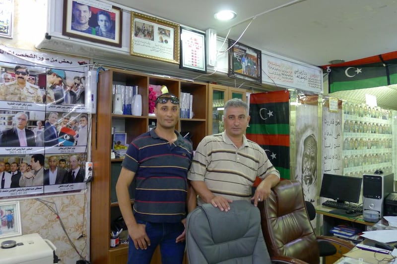 Brothers Taher (left) and Mohamed Bashir Sheneba, curators of the Misrata War Museum. Mahmud Turkia / AFP