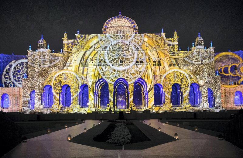 Sharjah City Municipality lit up for the Sharjah Light Festival 2019. Courtesy Sharjah Light Festival