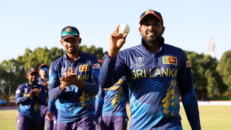 Sri Lanka's Wanindu Hasaranga picked up six wickets against the UAE. Photo: ICC