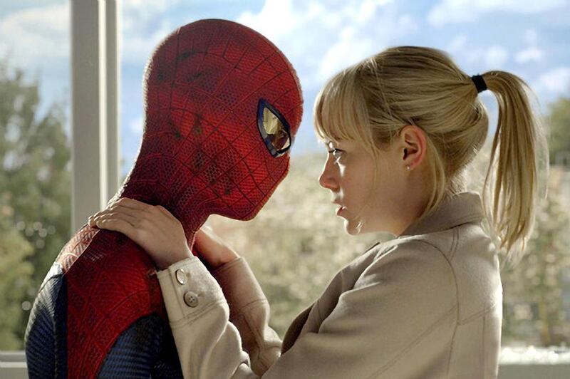 Andrew Garfield and Emma Stone in a scene together from The Amazing Spider Man 2. Courtesy Marvel Enterprises