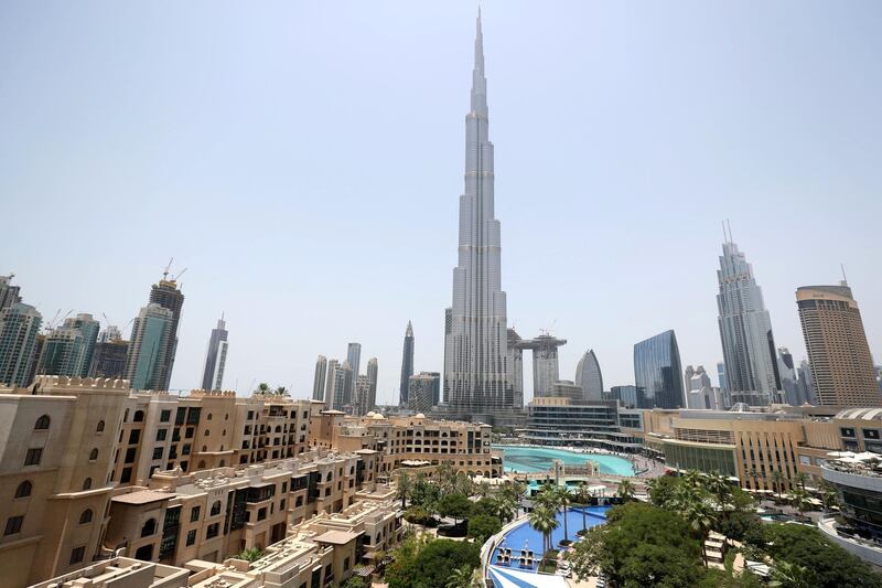 Dubai, United Arab Emirates - July 24, 2018: The view from an executive suite. First look at the re-opened Address Downtown Dubai. Tuesday, July 24th, 2018 at The Address Downtown, Dubai. Chris Whiteoak / The National