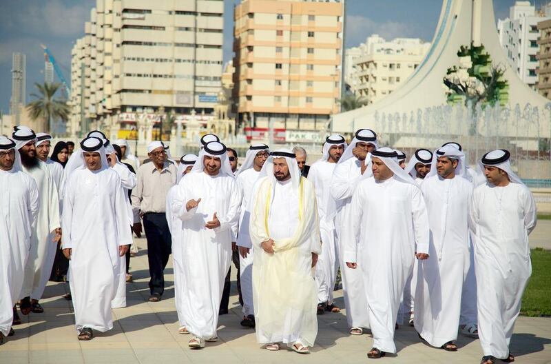 Dr Sheikh Sultan bin Mohammed Al Qasimi, Supreme Council Member and Ruler of Sharjah opens the redeveloped Al Rolla Square Park. WAM