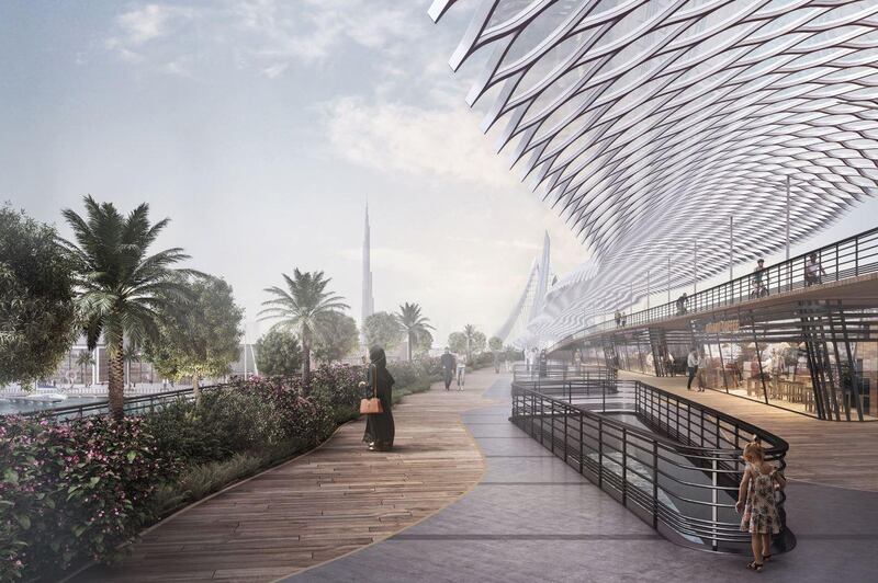 The bridge will provide recreational areas and shops for visitors as well as multi-level lanes for cycling and walking. Courtesy LWK + Partners