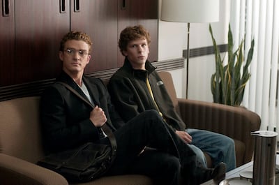 Justin Timberlake, left, and Jesse Eisenberg in Columbia Pictures' "The Social Network."
CREDIT: Courtesy Columbi Pictures