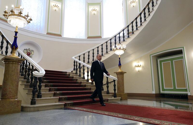 Vladimir Putin walks in the Senate building of the Moscow Kremlin  before an inauguration ceremony in the Kremlin, in Moscow. Sergey Bobylev / EPA