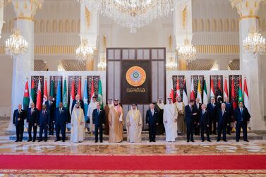 Leaders and representatives attending the 33rd Arab League summit in Sakhir Palace, Bahrain. Reuters