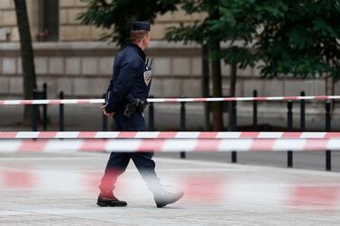 French police and security forces establish a security perimeter near the police headquarters where a man was attacking officers with a knife in Paris, France, 03 October 2019. EPA