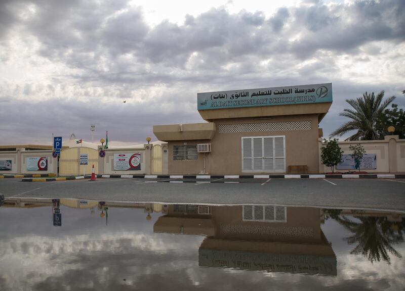 Ras Al Khaimah, December 17, 2017.  Gusty winds and cloudy skies at the Al Dait Secondary School for Girls, RAK.
Victor Besa for The National