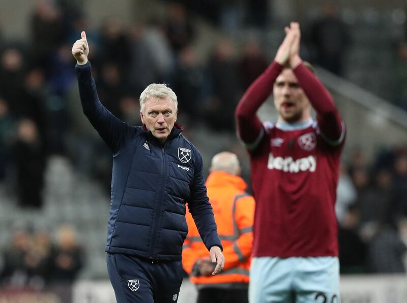 West Ham manager David Moyes celebrates after the match. Reuters