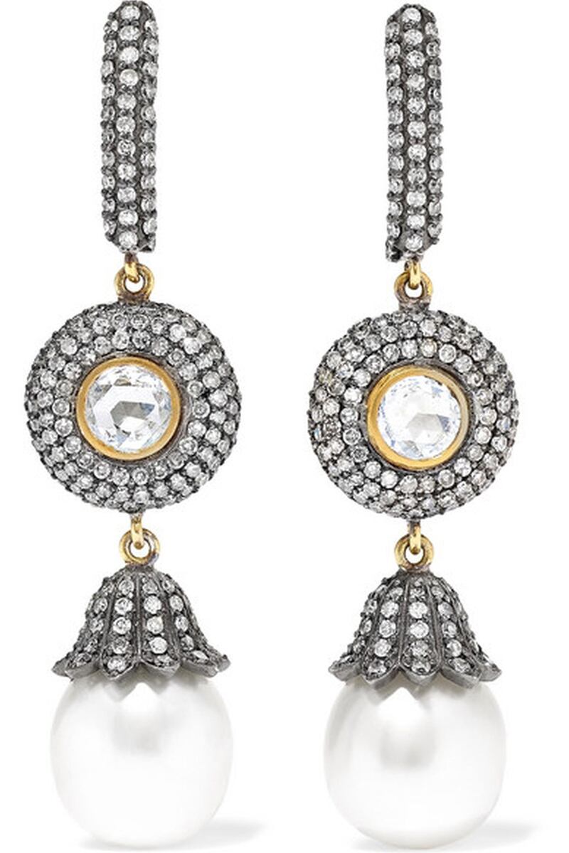 <p>18K&nbsp;gold, sterling silver, diamond and pearl earrings, Dh51,800, Amrapali on&nbsp;Net-a-Porter</p>
