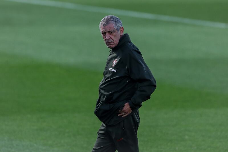 Portugal coach Fernando Santos during training in Oeiras. EPA