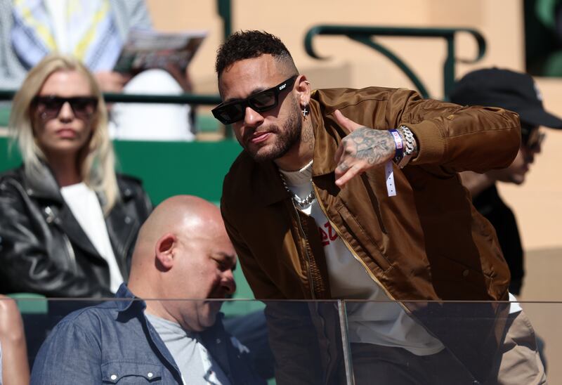 PSG star Neymar attends day two of the Monte Carlo Masters on Monday, April 11, 2022. Getty