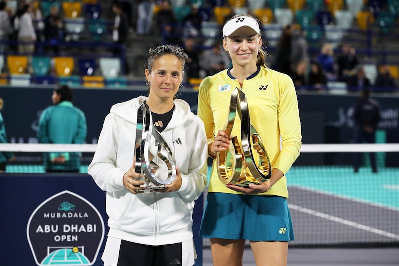 Daria Kasatkina and Elena Rybakina after the final of the Mubadala Abu Dhabi Open.