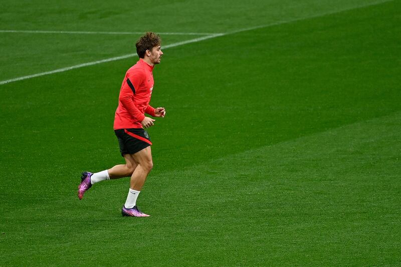 Atletico Madrid's French forward Antoine Griezmann takes part in a training session. AFP