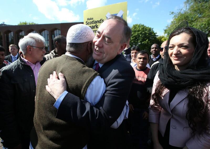 The SNP leader and Scotland’s first minister Alex Salmond during a visit to Glasgow Central Mosque. Andrew Milligan / PA / Jun 2014