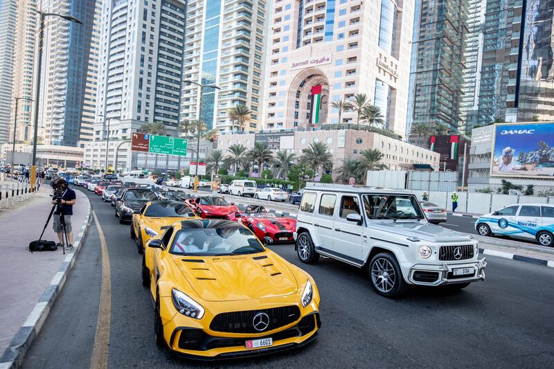 The No Filter DXB Supercar Parade featured more than 200 supercars, motorbikes and classic cars. Photo: No Filter DXB