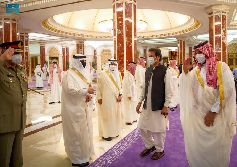 Crown Prince Mohammed bin Salman and Pakistan's Prime Minister Imran Khan held a series of talks at the Royal Court at Al Salam Palace in Jeddah to strengthen bilateral relations and sign an agreement to establish the Saudi-Pakistani Supreme Coordination Council. SPA