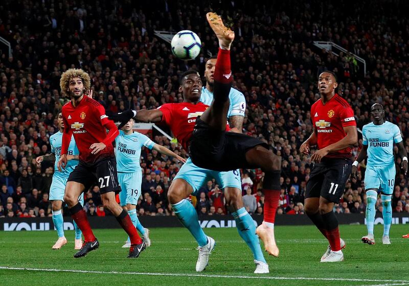 Manchester United's Paul Pogba shoots at goal. Reuters