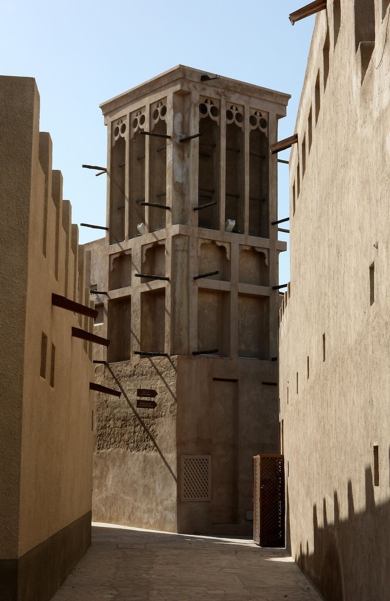 DUBAI, UNITED ARAB EMIRATES- February 21: Bastakiya District in Dubai is known for its interesting century old architecture and the urban planning. An old residential area along the famous Dubai Creek in Bur Dubai, Bastakiya area with its narrow lanes and tall wind towers has always fascinated visitors. (Photo by Pawan Singh / Abu Dhabi Media Company)