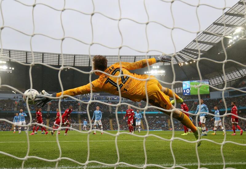 Fulham goalkeeper Marek Rodak cannot stop Bernardo Silva's shot finding the back of the net. Reuters