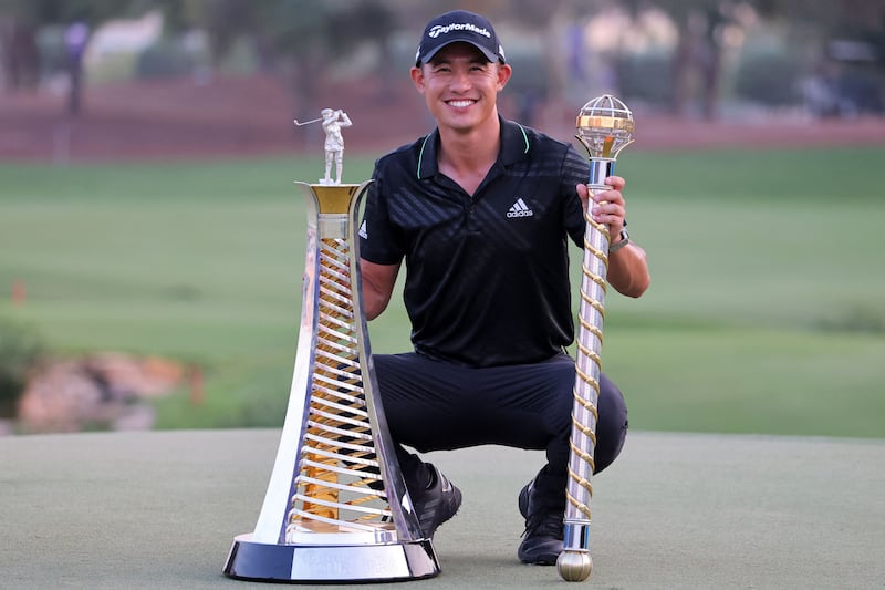 Collin Morikawa won both the DP World Tour Championship and the Race to Dubai title at the end of the 2021 season. AFP