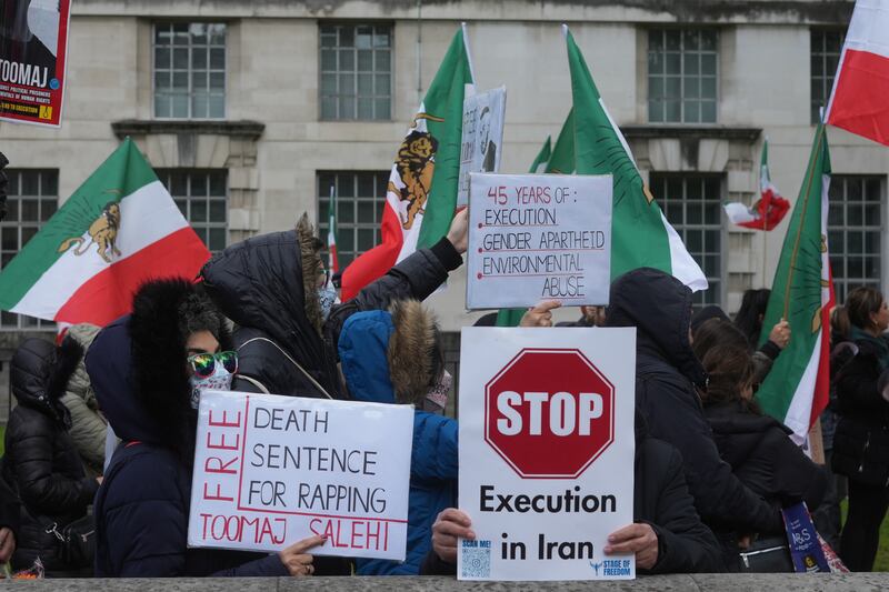 The protesters call for Salehi's release and an end to executions in Iran